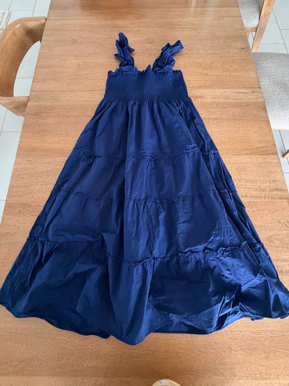 Hill House Home Ellie Nap Dress Navy L Cotton Smocked Midi Cottagecore